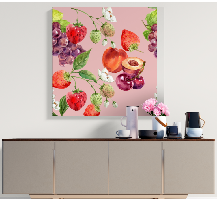 Quadro decorativo de vinícola arranjo de frutas frescas - TenStickers