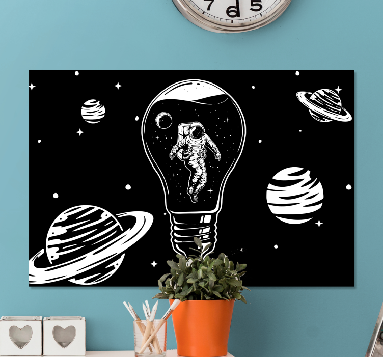 Quadro decorativo de vinícola astronauta na lâmpada - TenStickers