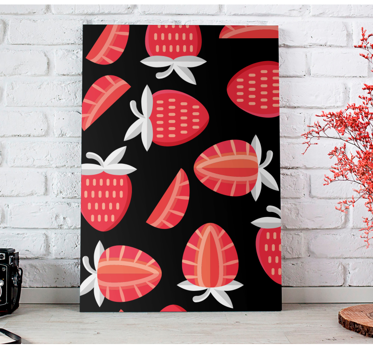 Quadro decorativo de vinícola com padrão de morango - TenStickers