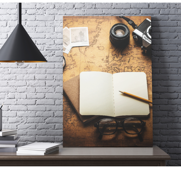 Quadro decorativo de vinícola essenciais de câmera vintage - TenStickers