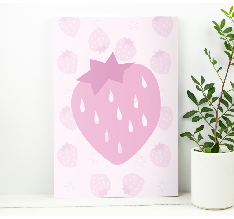 Quadro decorativo de vinícola morango coração rosa - TenStickers