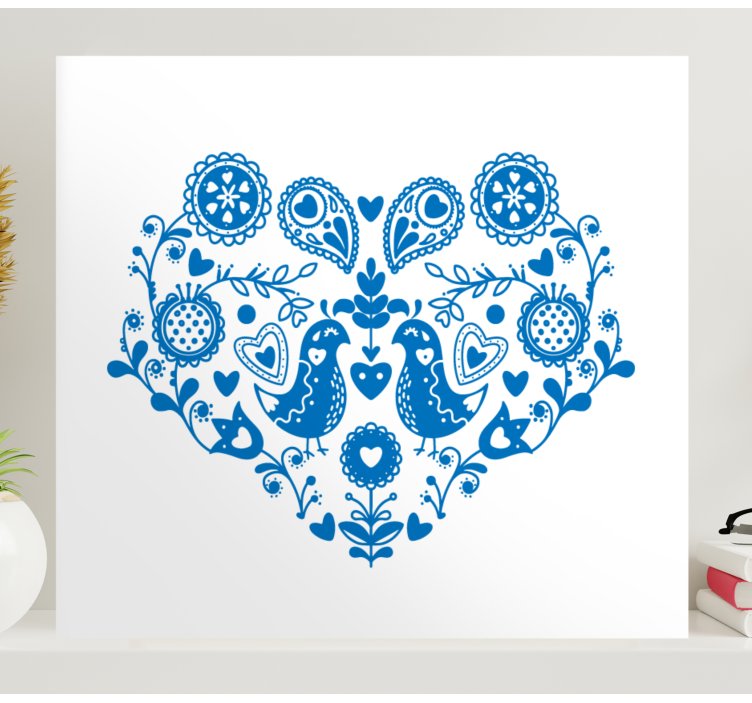 Quadro decorativo de vinícola pássaros em coração - TenStickers