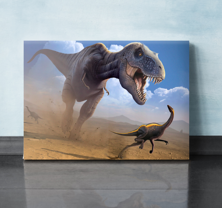 Quadro de dinossauro caça ao t-rex - TenStickers