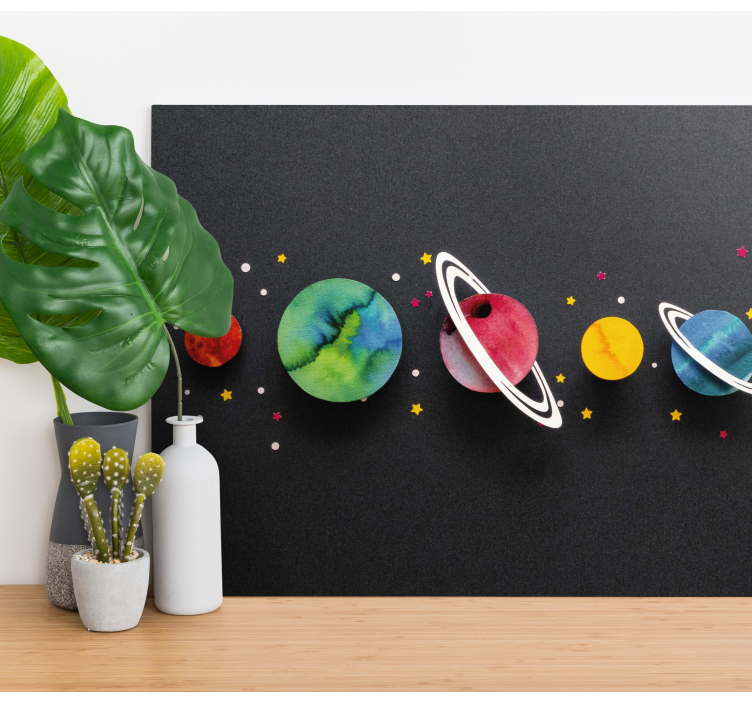Quadro infantil Planetas de desenho animado em linha - TenStickers