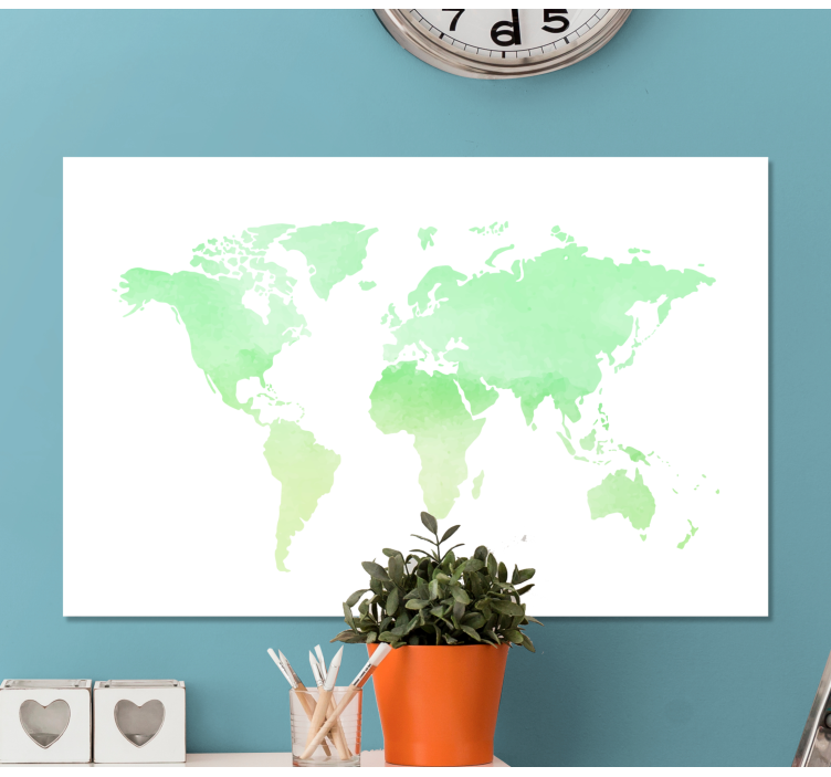 Quadro mapa mundi Pintado de verde - TenStickers