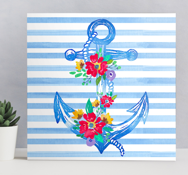 Quadro náutico ilustração de âncora floral - TenStickers