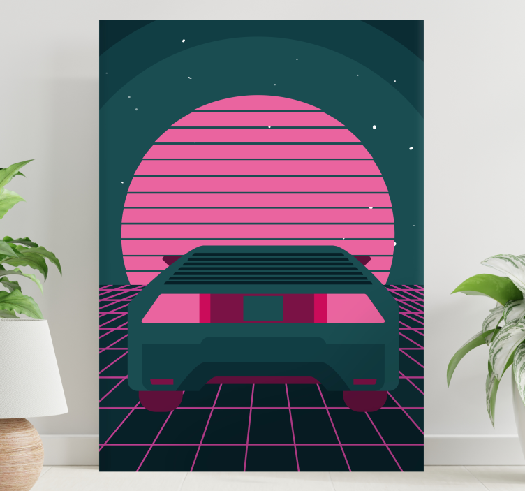 Quadro decorativo moderno cena de carro retrô - TenStickers