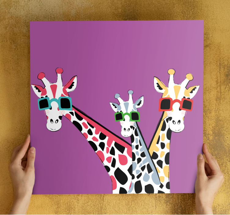Quadro moderno Girafas engraçadas com óculos de sol - TenStickers