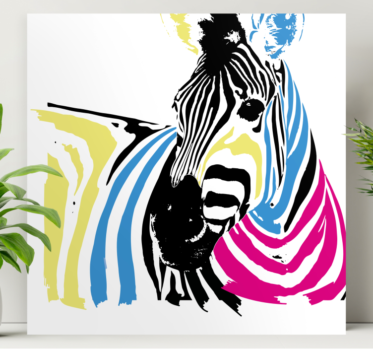 Quadro moderno Zebra colorida de estilo artístico - TenStickers
