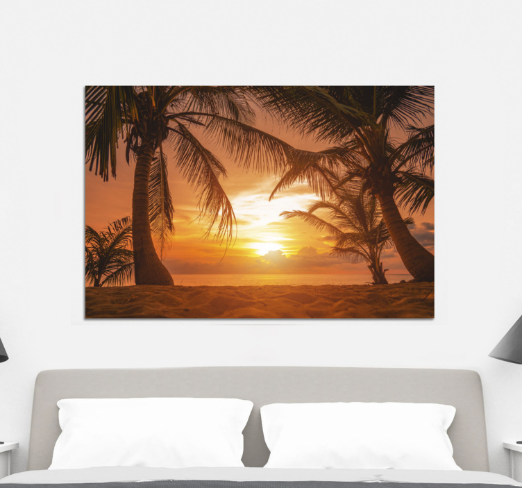 Quadro para cabeceira Pôr do sol na praia - TenStickers