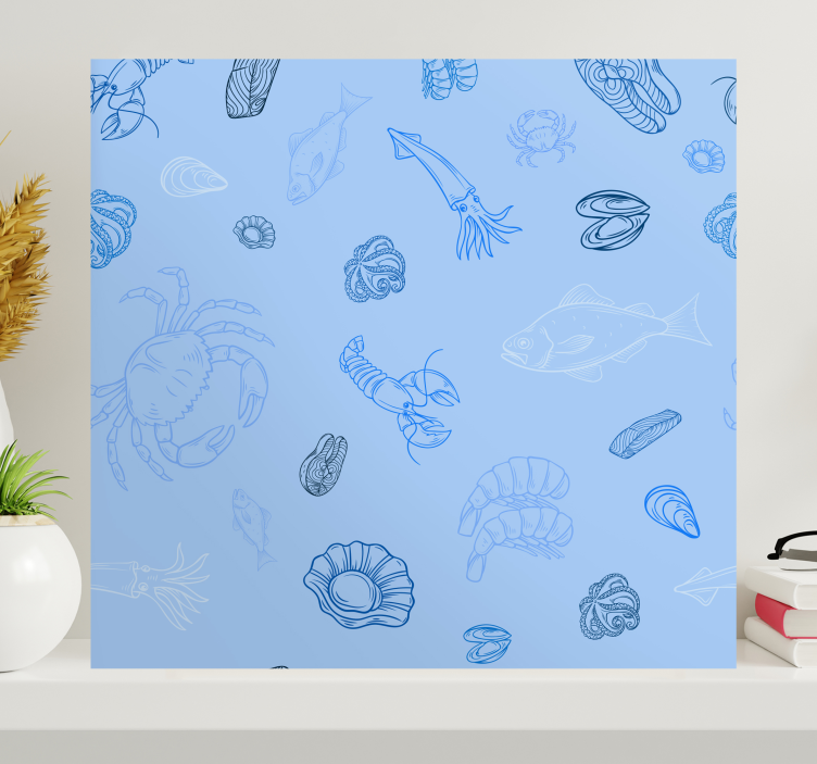 Quadro para cozinha Padrão de frutos do mar - TenStickers