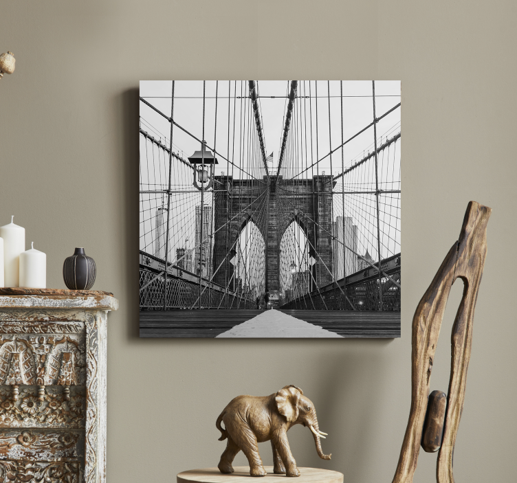 Quadro 3D Ponte do brooklyn preto e branco - TenStickers
