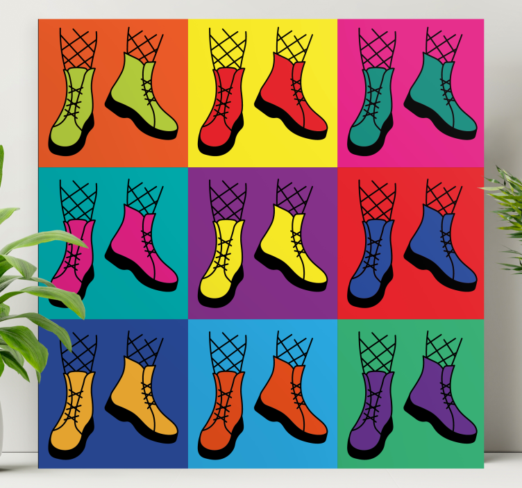 Quadro frase botas coloridas com amarração - TenStickers