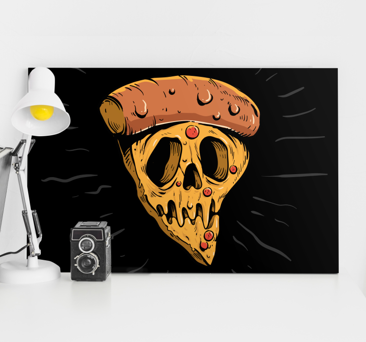 Quadro frase fatia de pizza de caveira - TenStickers