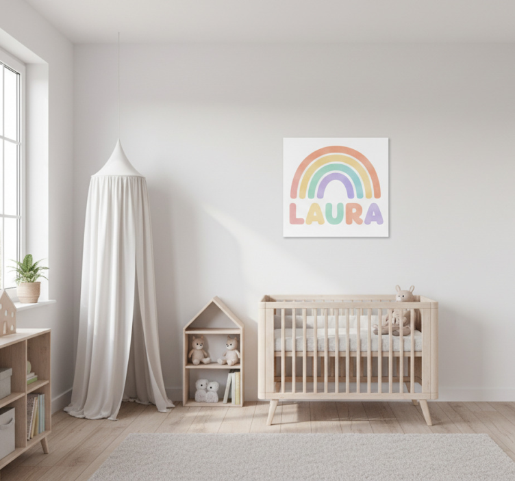 Quadro infantil arco-íris com nome - TenStickers