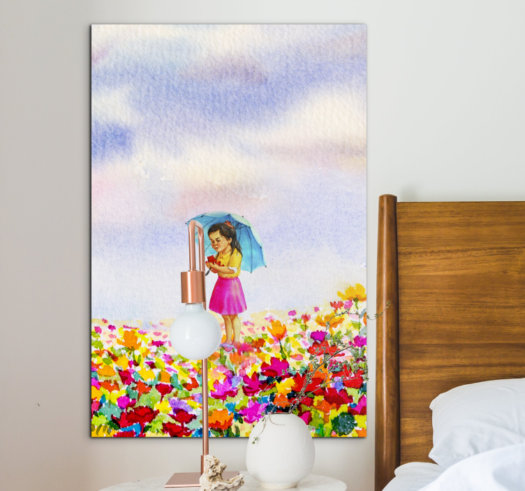 Quadro infantil menina com guarda-chuva - TenStickers