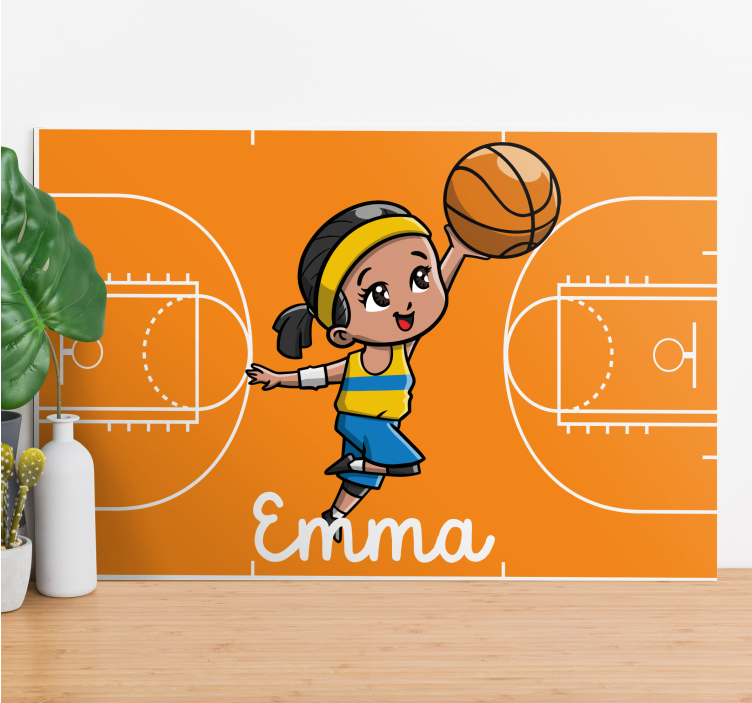Quadro infantil menina jogando basquete - TenStickers