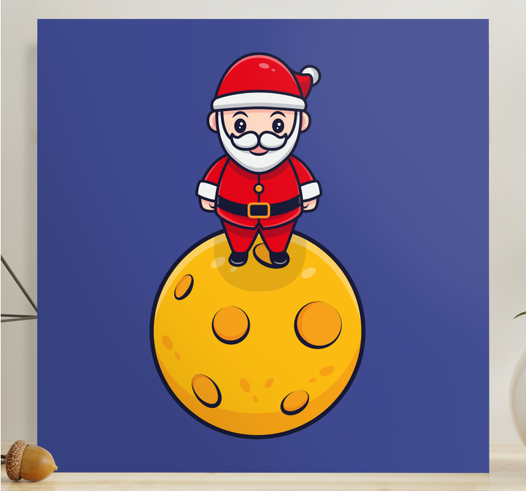 Quadro infantil papai noel na lua - TenStickers