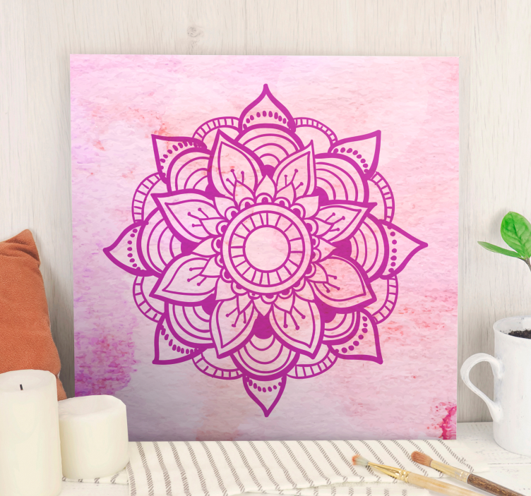 Quadro com mandala Mandala aquarela rosa - TenStickers