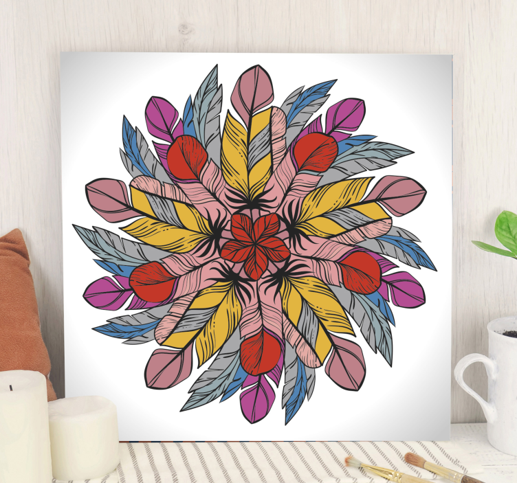 Quadro com mandala Mandala feita de penas - TenStickers
