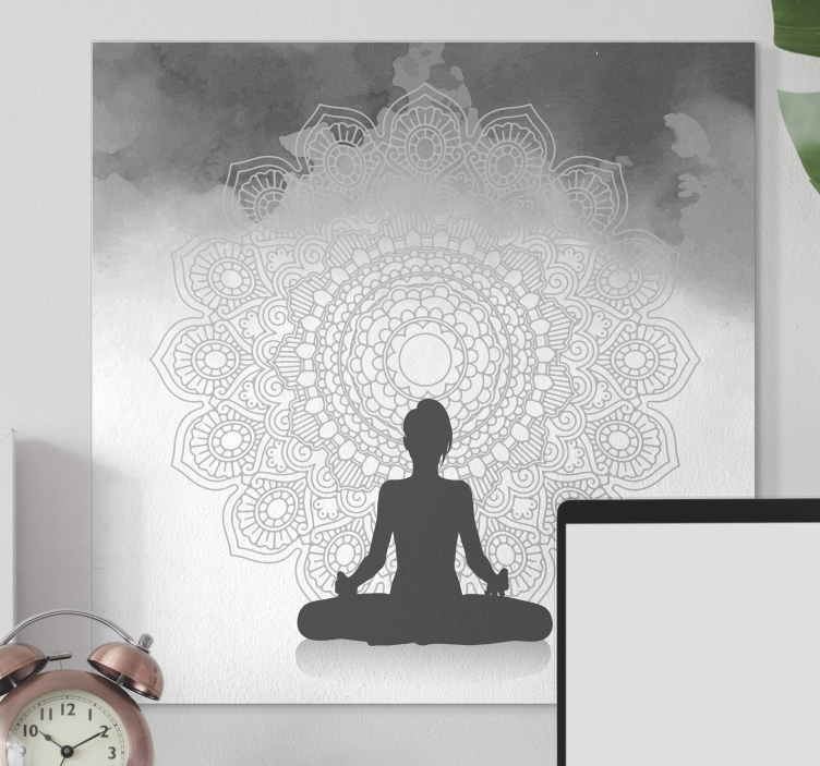 Quadro com mandala Meditação da silhueta da mandala - TenStickers