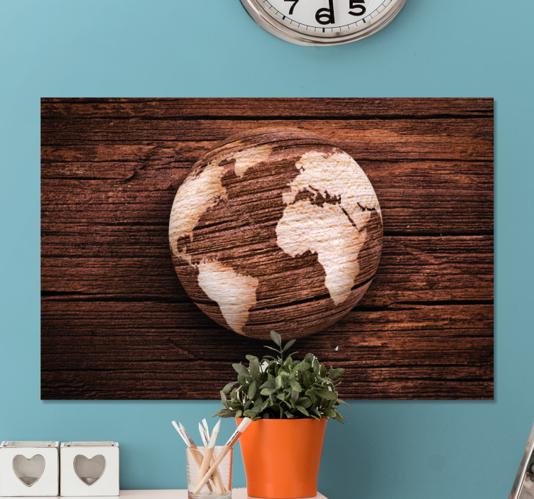 Quadro mapa mundi em design de globo de madeira - TenStickers