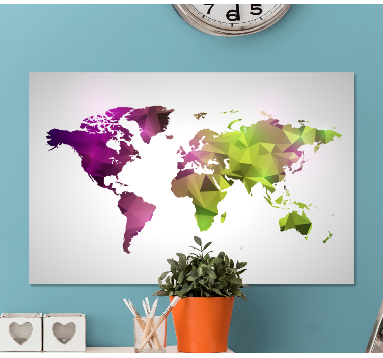 Quadro mapa mundi mapa mundi poligonal - TenStickers