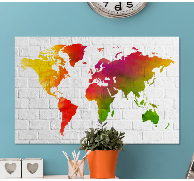 Quadro mapa mundi mapa mundial colorido - TenStickers