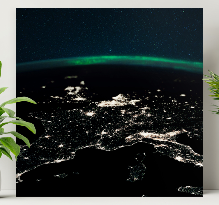 Quadro mapa mundi vista noturna aérea - TenStickers