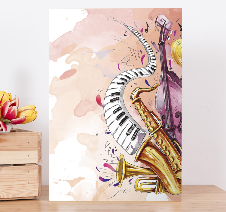 Quadro de música Instrumentos musicais em aquarela - TenStickers