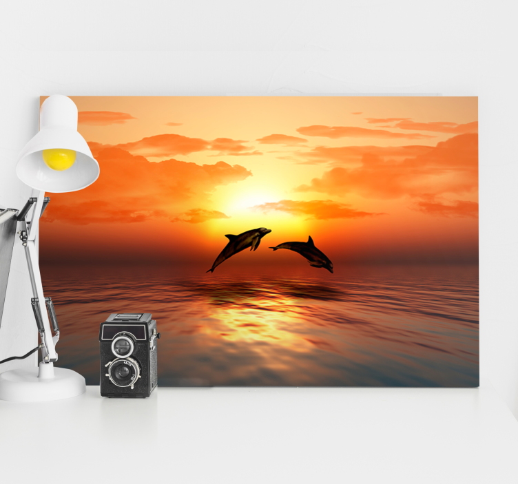 Quadro náutico golfinhos ao pôr do sol - TenStickers