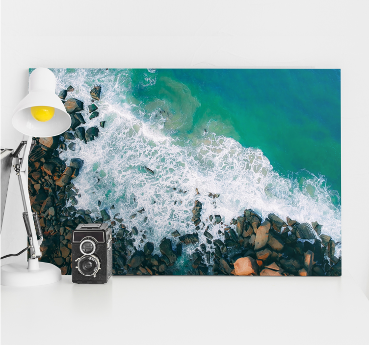 Quadro náutico ondas do oceano encontrando rochas - TenStickers
