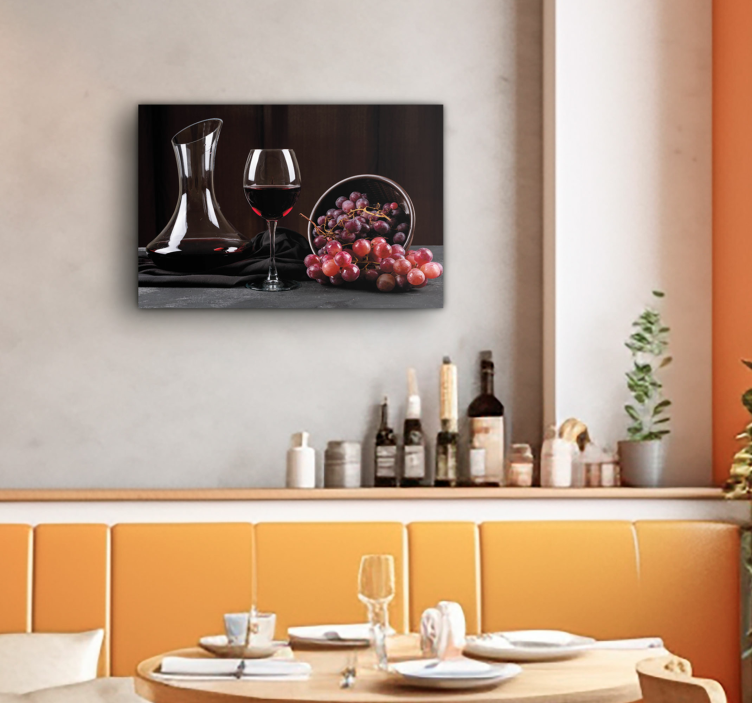 Quadro para restaurante Vinho e uvas - TenStickers