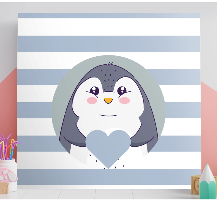 Quadro para bebê abraço do pinguim fofo - TenStickers