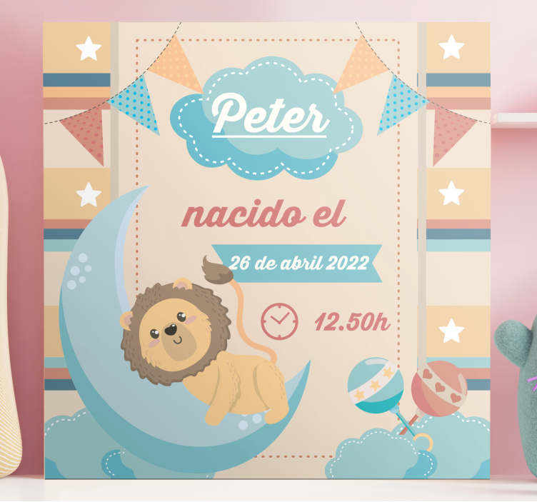 Quadro para bebê celebração da lua do leão - TenStickers