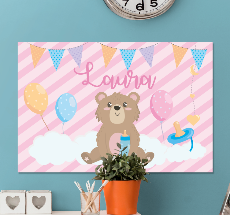 Quadro para bebê celebração do urso fofo - TenStickers