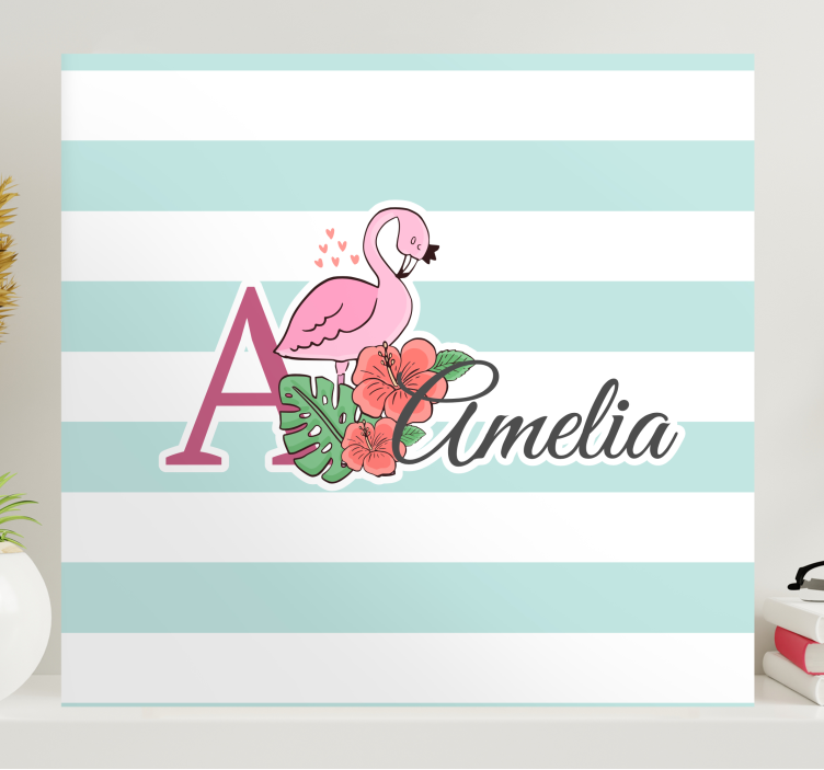 Quadro para bebê com detalhe de flamingo personalizado - TenStickers