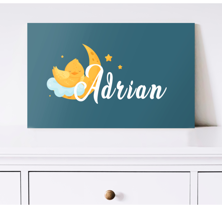 Quadro para bebê lua do pintinho dormindo - TenStickers