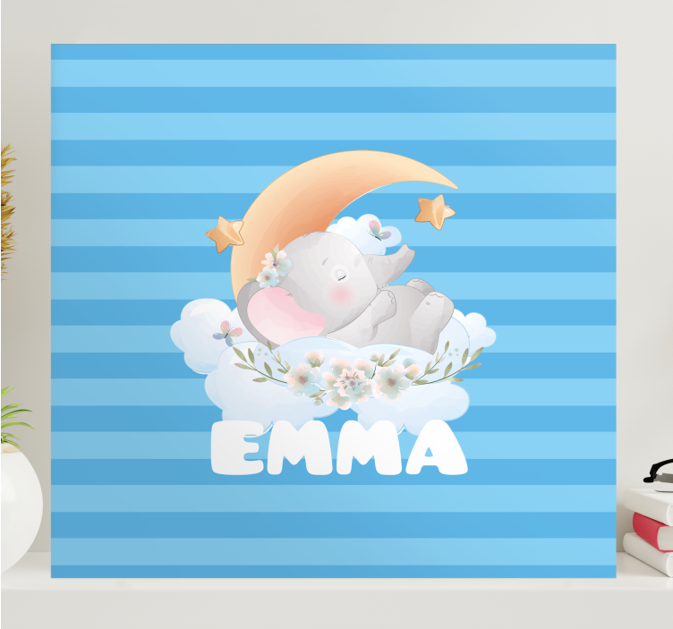 Quadro para bebê sonhos do elefante dormindo - TenStickers