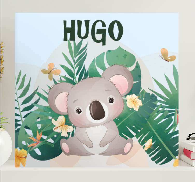 Quadro para bebê Coala fofo para menino com nome - TenStickers
