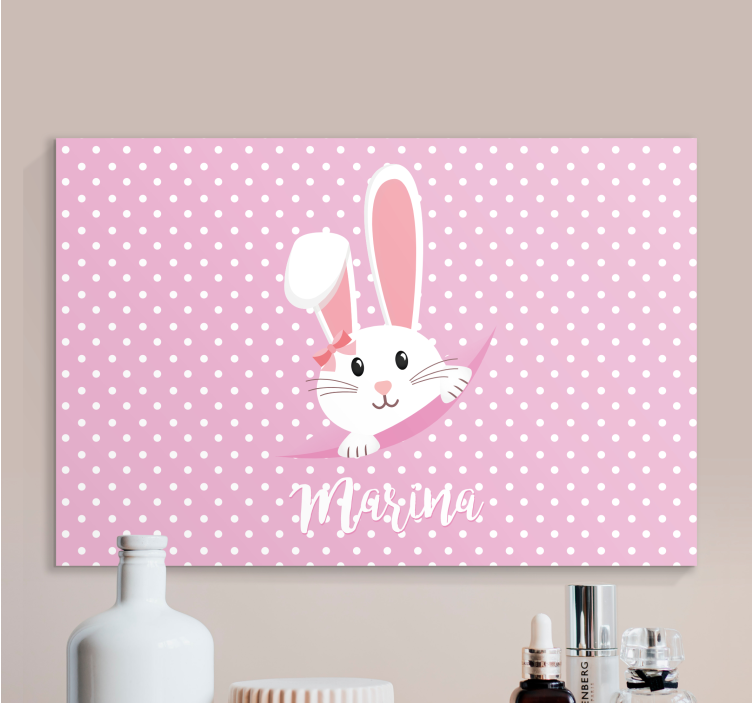 Quadro para bebê Coelhinho fofo para menina com nome - TenStickers