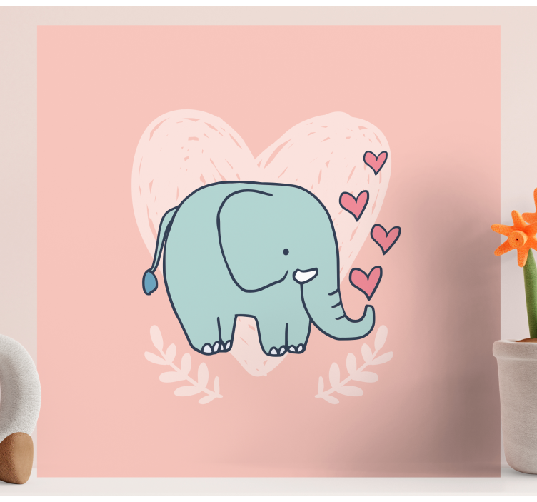 Quadro para bebê Elefante fofo soprando corações pelo focinho - TenStickers