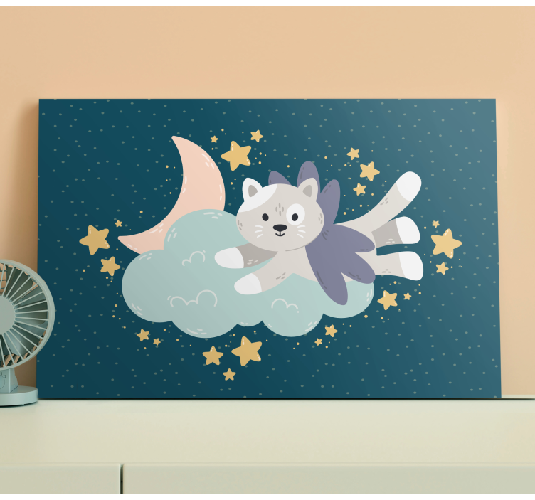 Quadro para bebê Gato e lua - TenStickers