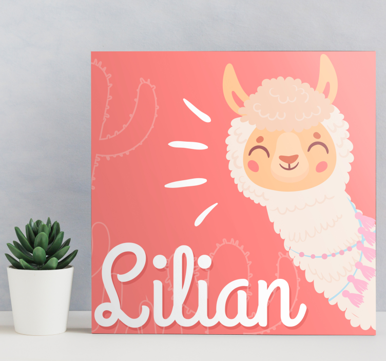 Quadro para bebê lhama personalizada - TenStickers