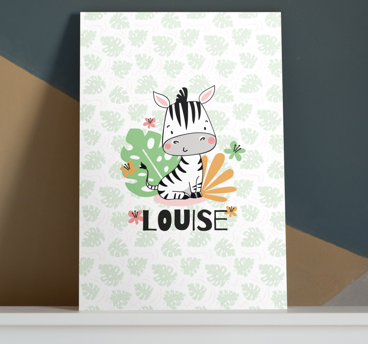 Quadro para bebê ilustração personalizada de zebra - TenStickers