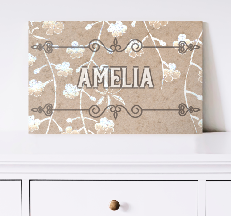 Quadro personalizável decor floral com nome - TenStickers