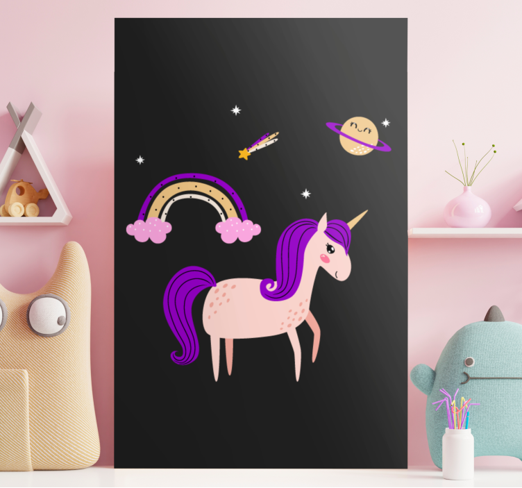 Quadro unicórnio terra dos sonhos adoráveis - TenStickers