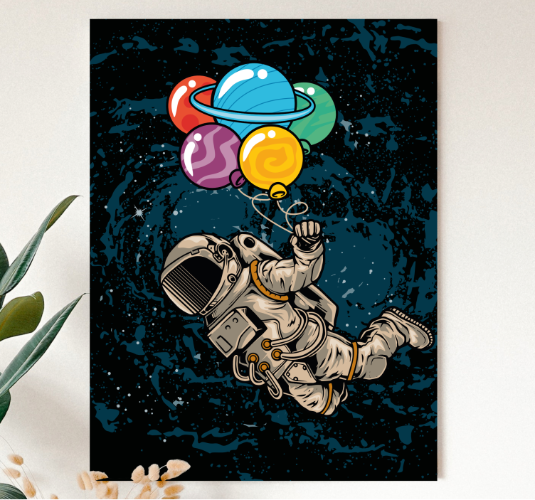 Quadro videogame astronauta com balões - TenStickers