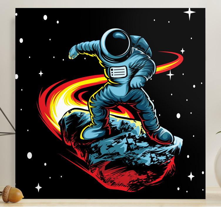 Quadro videogame astronauta surfando asteroide - TenStickers