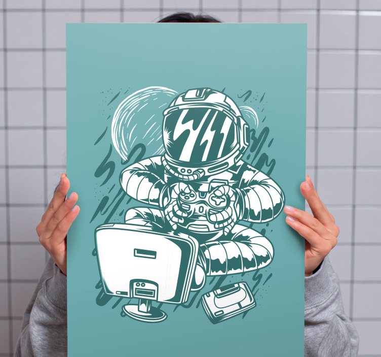 Quadro videogame diversão astronauta no jogo - TenStickers
